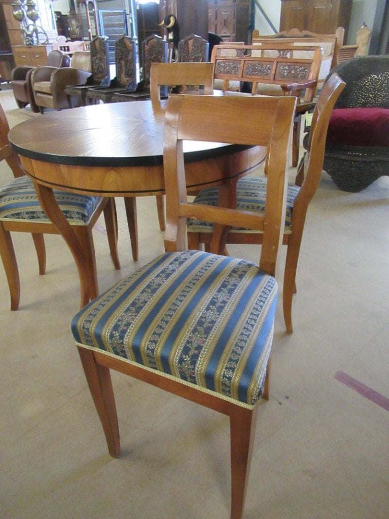 Oer 11684 ANTIEKE Biedermeier kersen set, 4 stoelen en tafel, Ophalen