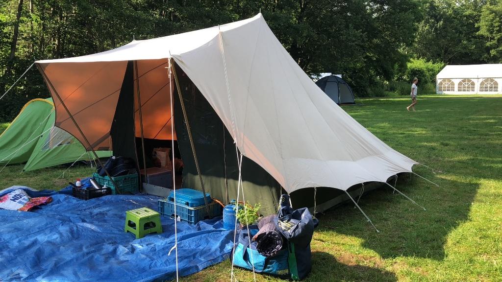 Regenbestendige De Waard tent voor 3 à 4 personen, Caravans en Kamperen, Tenten, Ophalen, Gebruikt, Tot en met 4