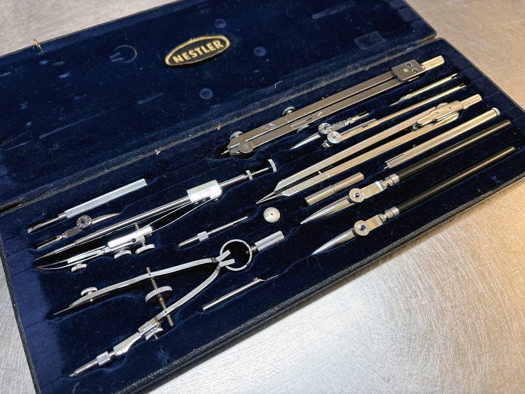vintage Nestler passerdoos met tekenpennen, Ophalen of Verzenden