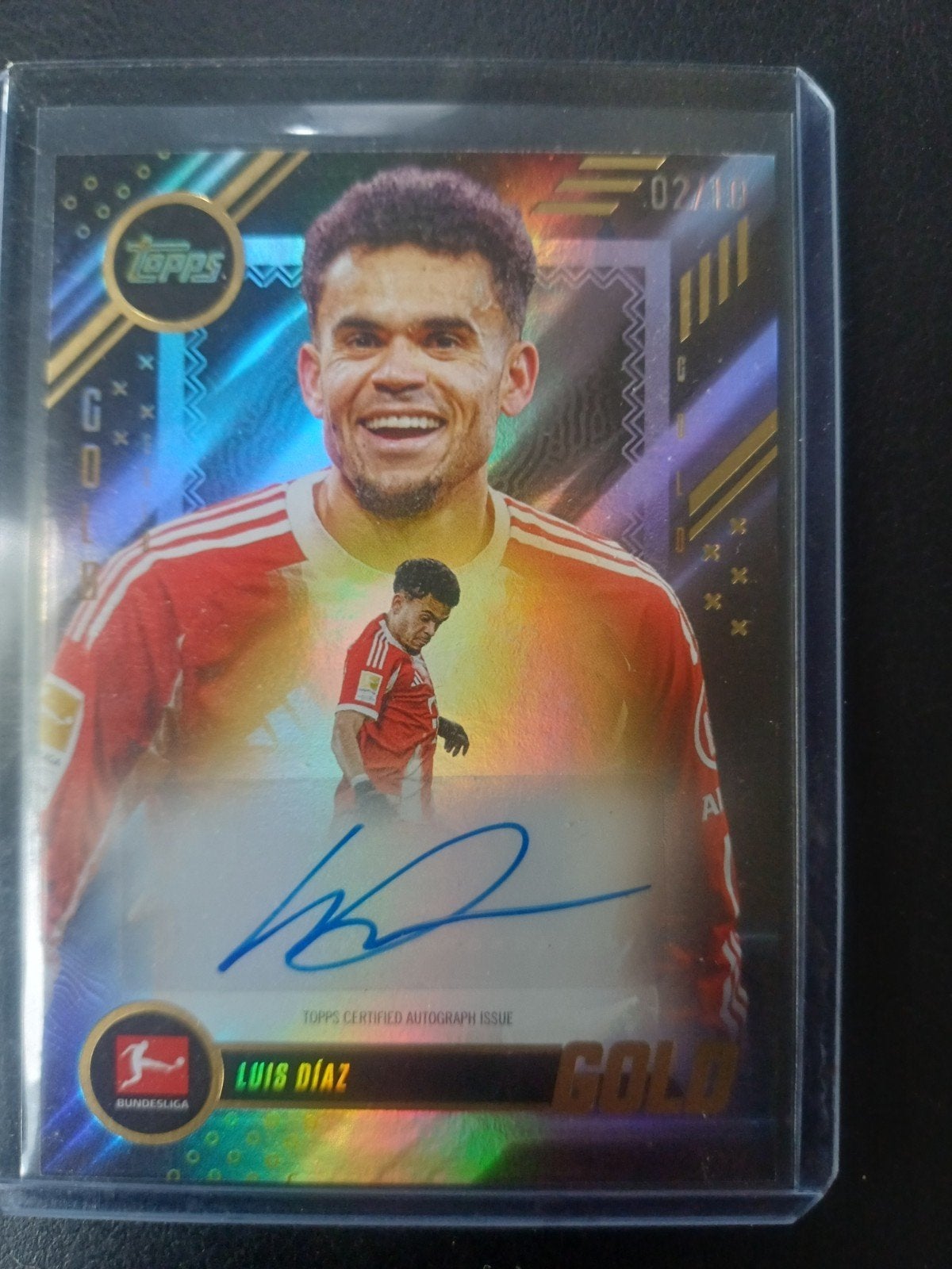 Luis Díaz Topps Gold Autograph /10 – Bayern München – 02/10, Ophalen, Zo goed als nieuw, Plaatje
