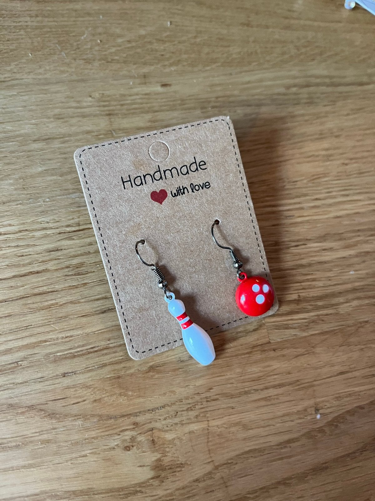 Bowling oorbellen, Overige materialen, Hangers, Wit, Nieuw