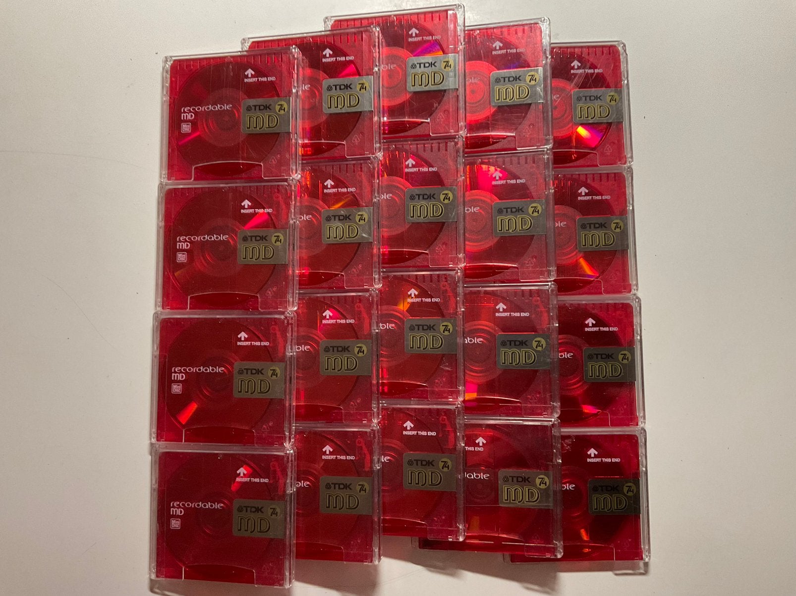 Minidisc’s.  TDK COL.COL. ROOD  20x als nieuw  74 minuten, Ophalen of Verzenden