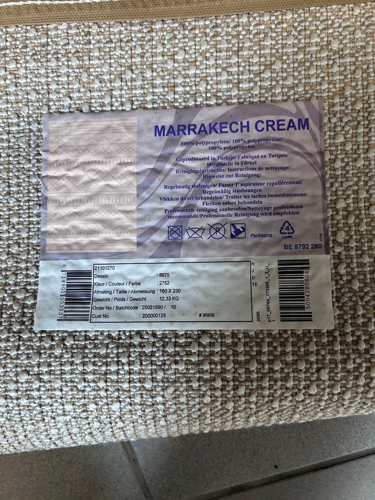 Marrakech Cream Vloerkleed - Zo goed als nieuw, Ophalen, 150 tot 200 cm, 200 cm of meer, Zo goed als nieuw