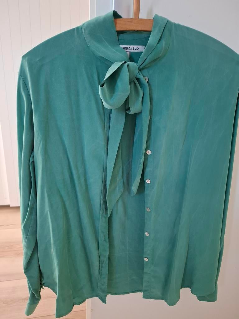 Femmes Du Sud Blouse met Strik - Maat M, Kleding | Dames, Blouses en Tunieken, Zo goed als nieuw, Maat 38/40 (M), Groen, Ophalen of Verzenden