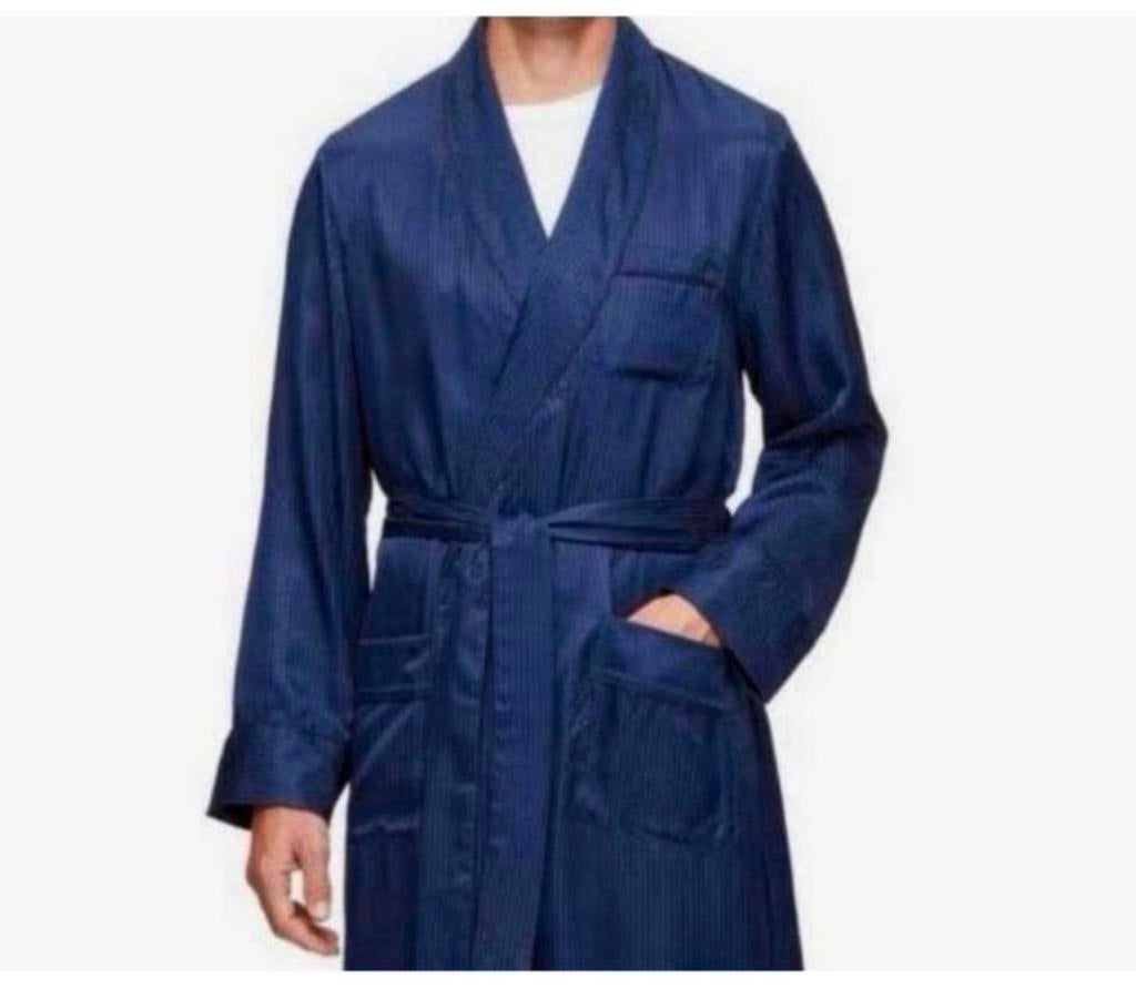 Derek Rose Luxe Badjas Dressing Gown Woburn Silk Satin Navy, Kleding | Heren, Blauw, Ophalen of Verzenden, H, H