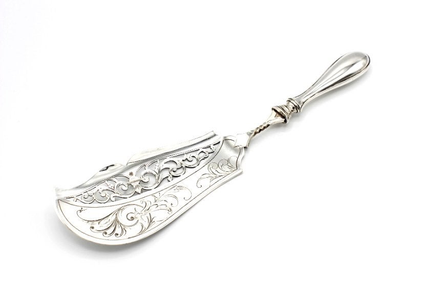 Hollands zilveren visschep, ajourgezaagd, van kempen 1888, Antiek en Kunst, Ophalen of Verzenden, Zilver