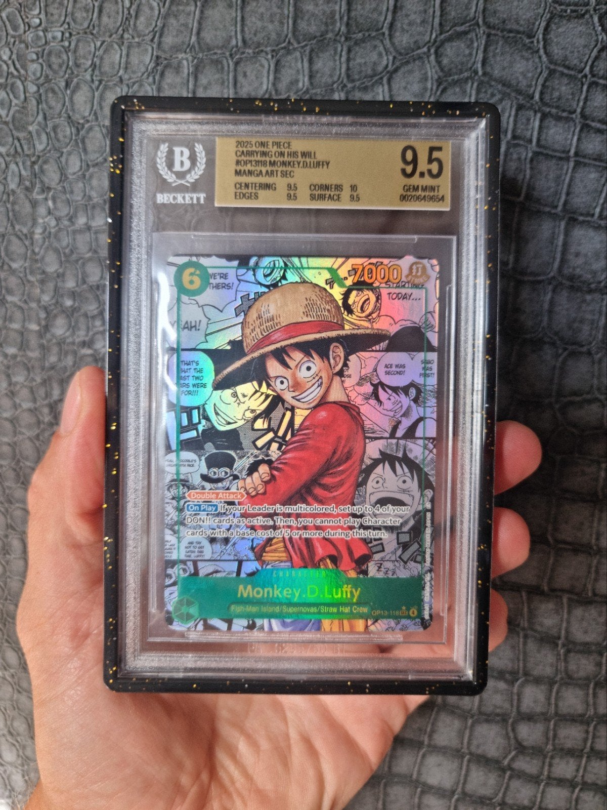 One Piece Card Game Monkey D. Luffy Manga Art SEC BGS 9.5, Ophalen, Zo goed als nieuw