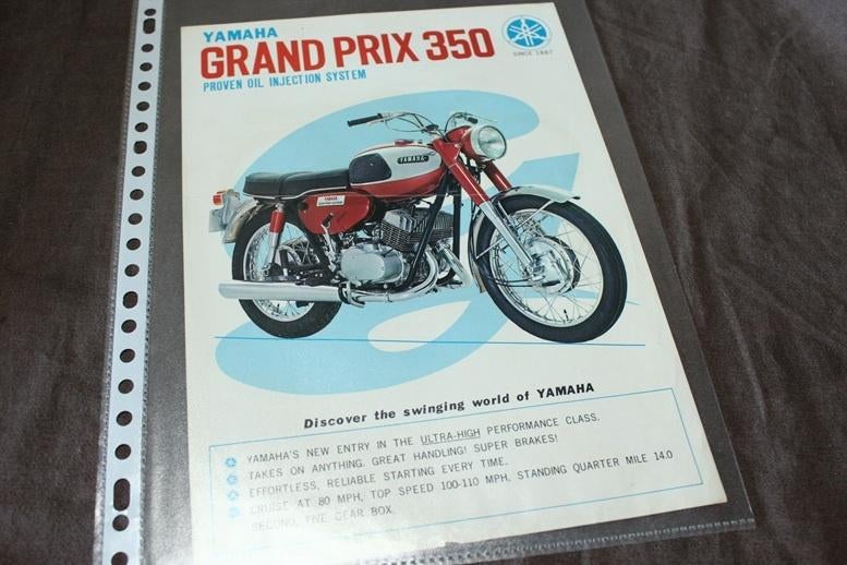 Yamaha YR1 350 cc Grand Prix motorfiets verkoop folder, Ophalen of Verzenden, Yamaha