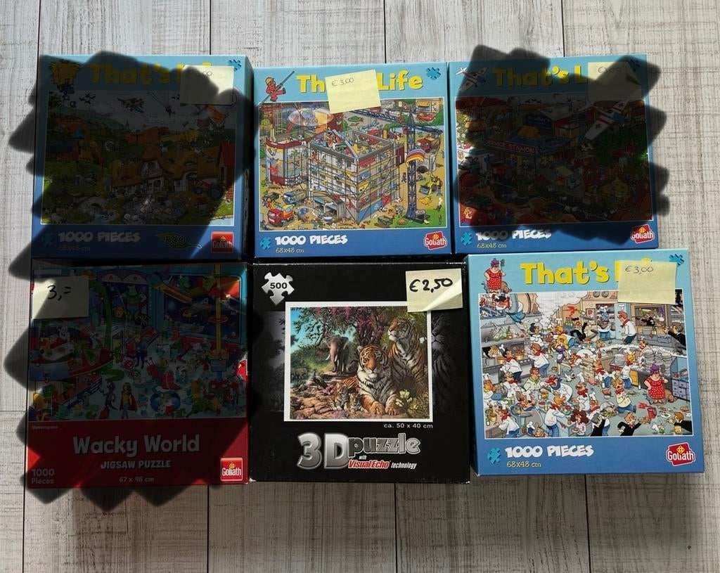 3 puzzels oa that’s life, Ophalen, 500 t/m 1500 stukjes, Zo goed als nieuw, Legpuzzel