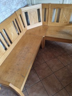 hoekbank, Huis en Inrichting, Ophalen, 250 tot 300 cm, Gebruikt, Hout