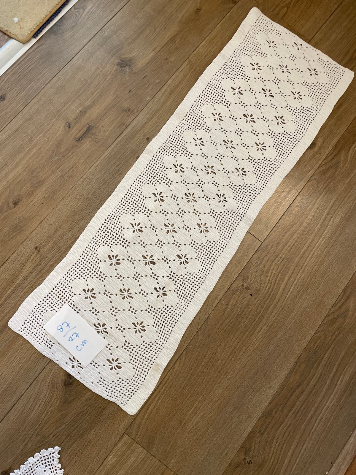 Handgemaakte Gehaakte Tafelloper - Wit, 87x27 cm, Overige merken, Wit, Ophalen of Verzenden, Zo goed als nieuw