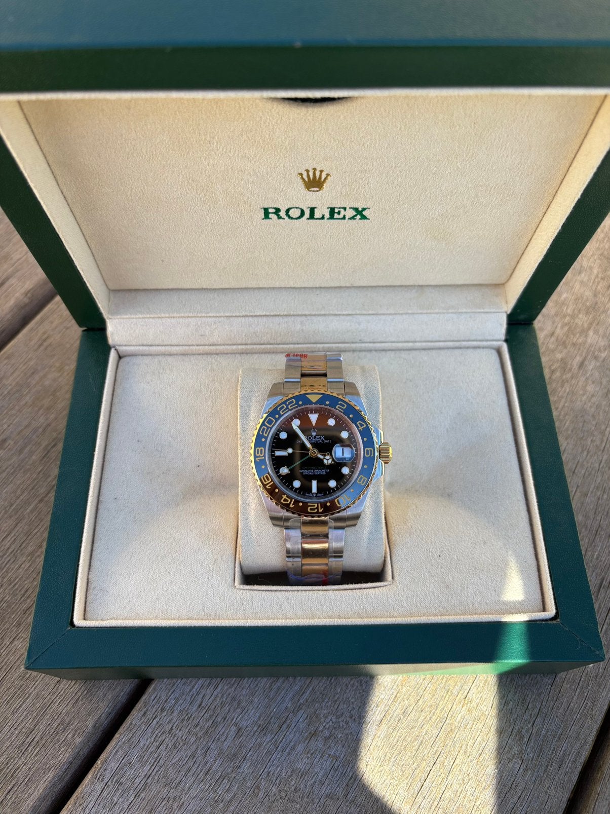 GMT Master 2 Bi-Color (goud/staal), Sieraden, Tassen en Uiterlijk, Staal, Rolex, Polshorloge, Ophalen of Verzenden