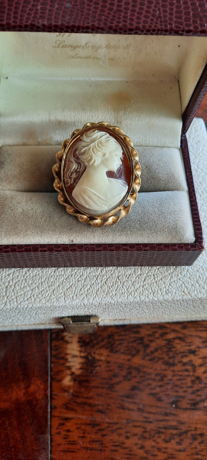 Antieke camee broche - schelp camee in doublé gouden zetting, Ophalen of Verzenden, Broche