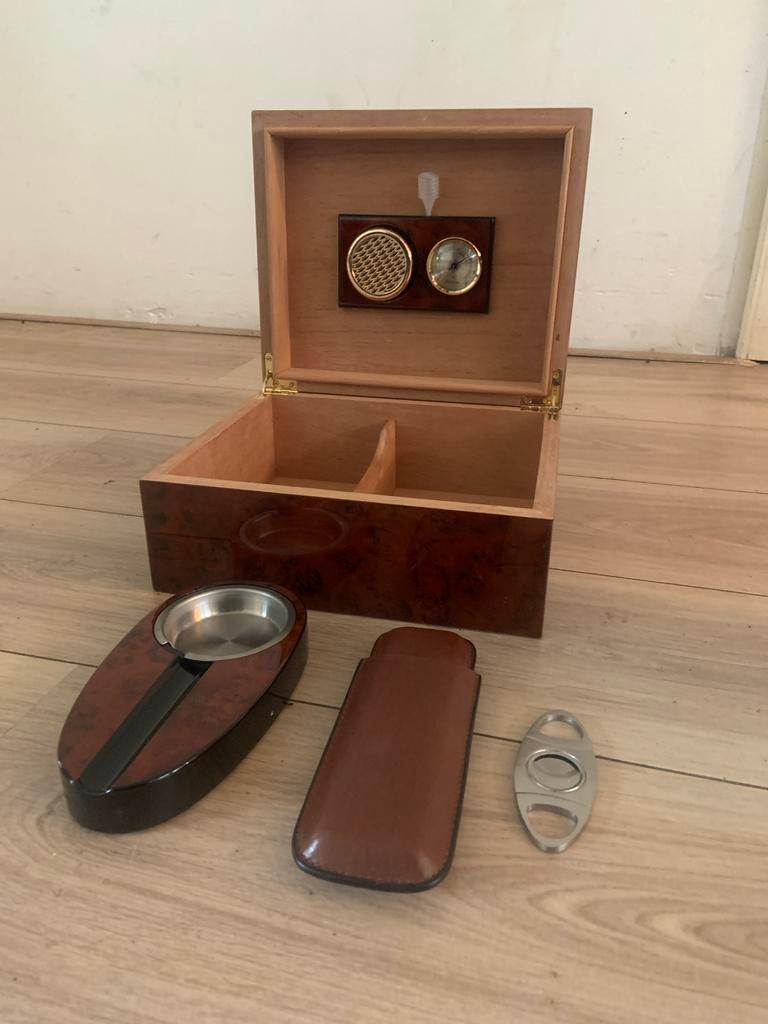 Woodronic Humidor Set: Sigarenkist, Snijder & Asbak, Ophalen of Verzenden, Nieuw, Overige typen