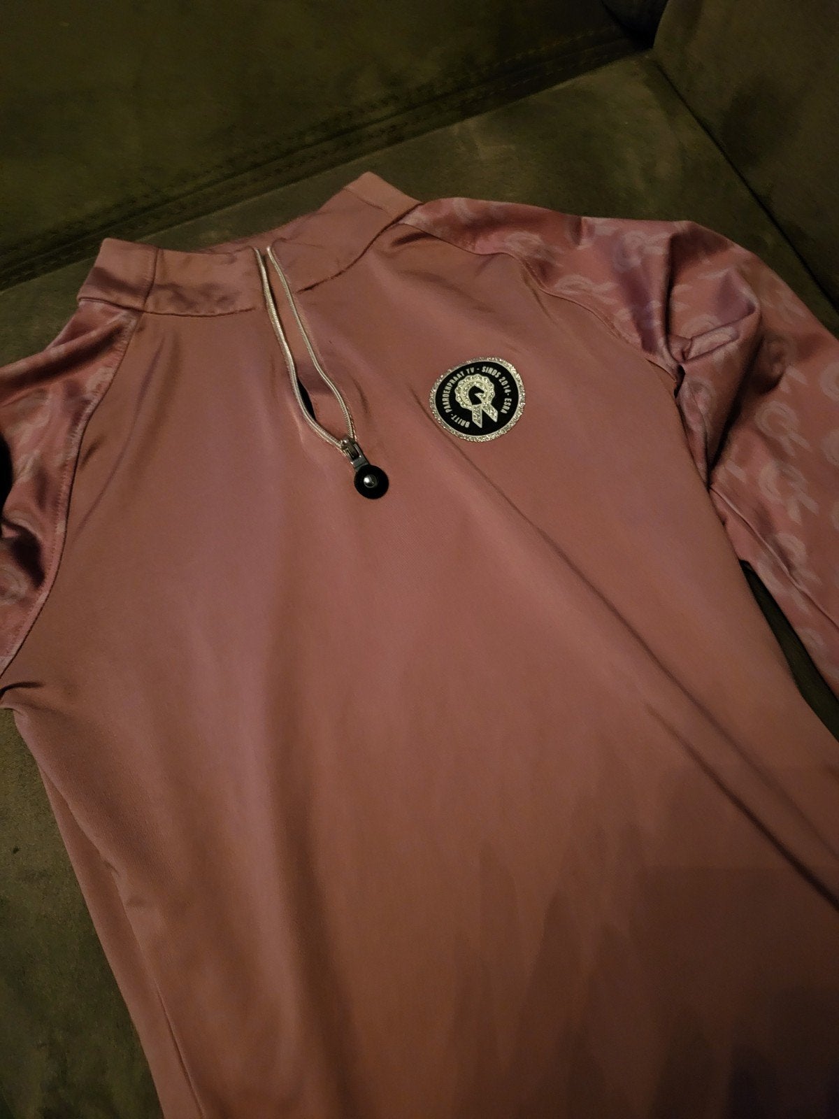 Roze paardenpraat shirt met lange mouwen en rits, Ophalen of Verzenden, Zo goed als nieuw, Dressuur