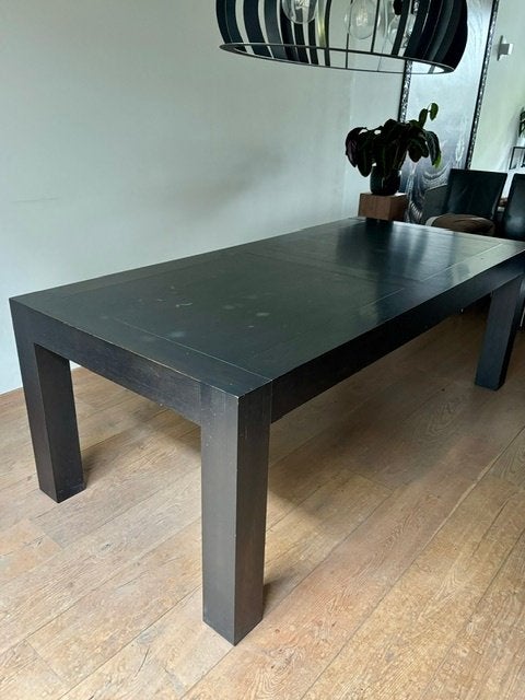 Eetkamer Tafel VNU Antraciet 216x99x76, Gebruikt, Eikenhout, 200 cm of meer, Vijf personen of meer