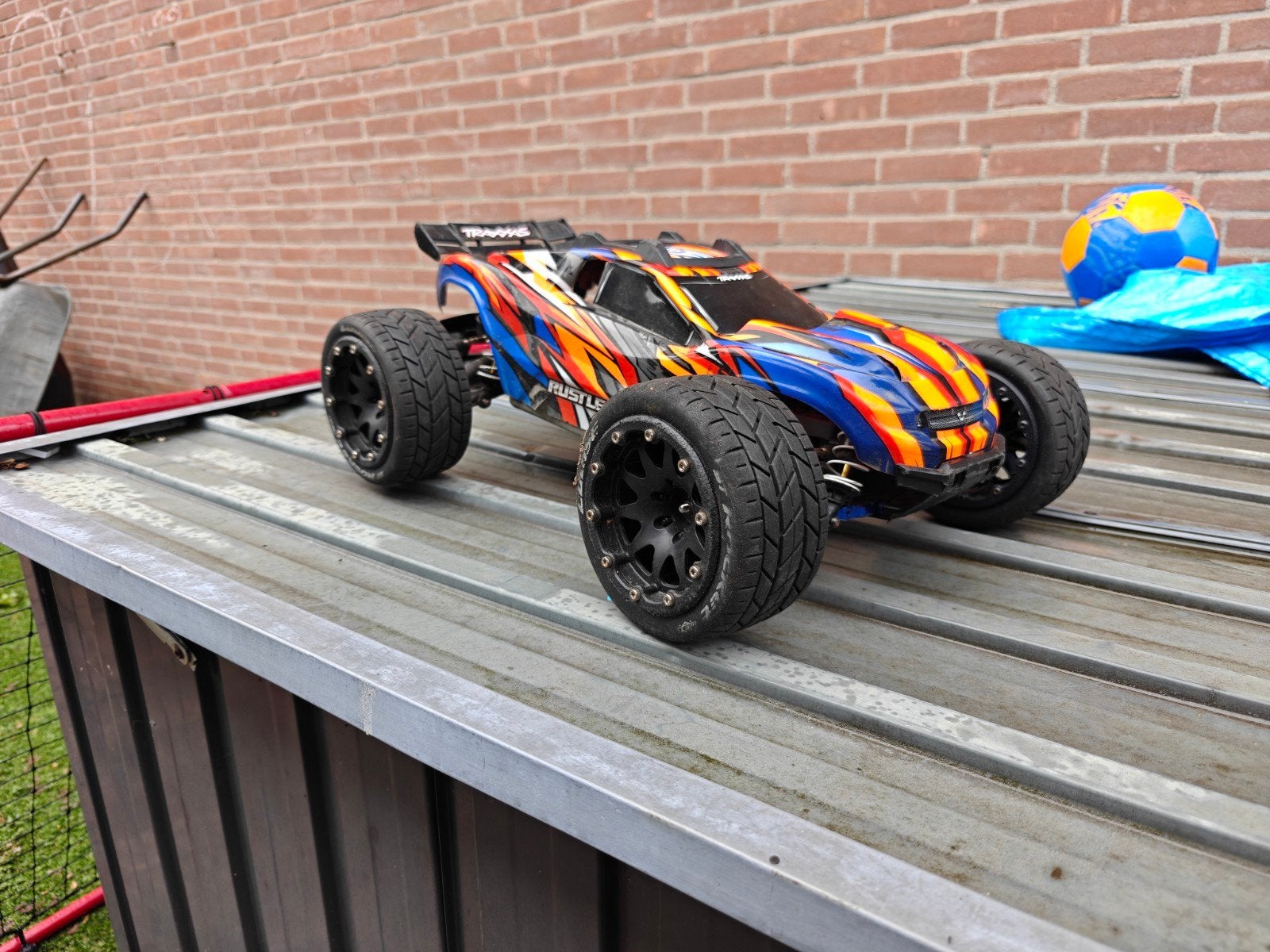 Traxxas rustler 4x4 VXL RTR compleet, Gebruikt, Auto onroad, RTR (Ready to Run), Ophalen