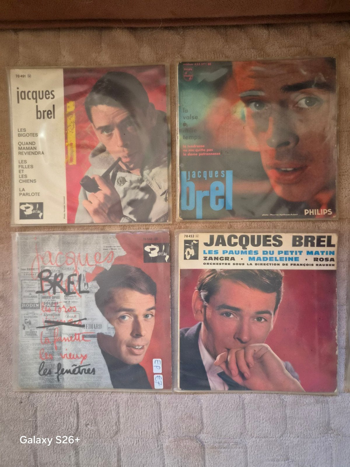 Jacques Brel EP's - 4 stuks, Gebruikt, Overige genres, 7 inch, Ophalen of Verzenden
