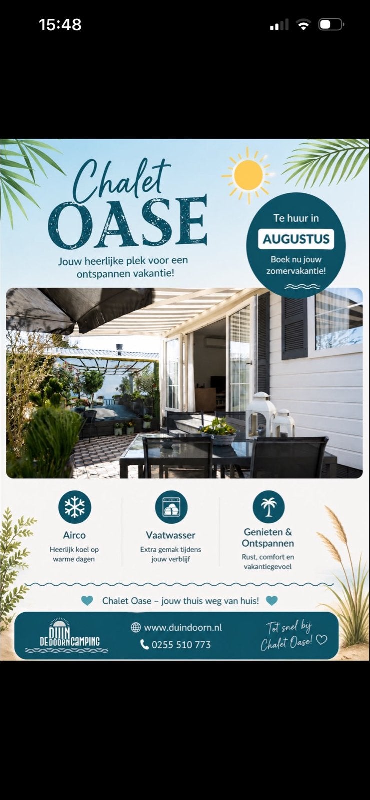 Chalet Oase op camping de Duindoorn te huur