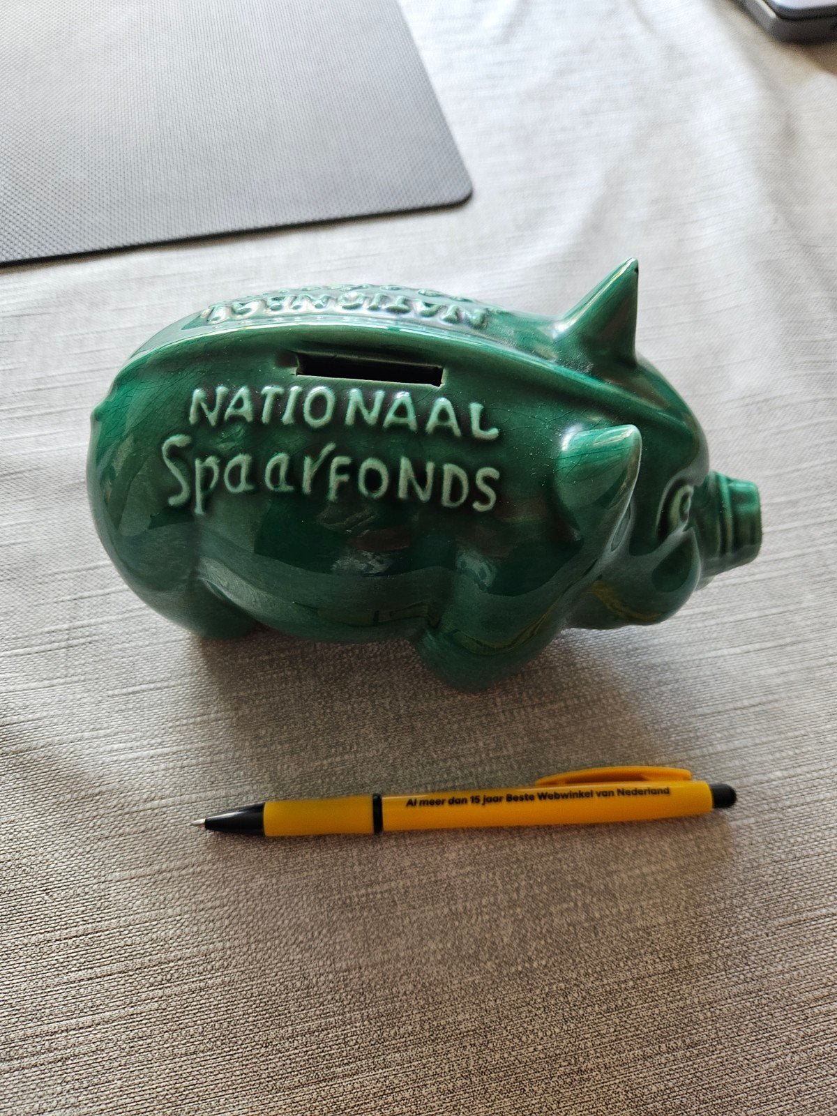 Vintage Nationaal Spaarfonds Spaarvarken - Helemaal intact, Ophalen, Zo goed als nieuw, Steen, Aardewerk of Keramiek, Dier