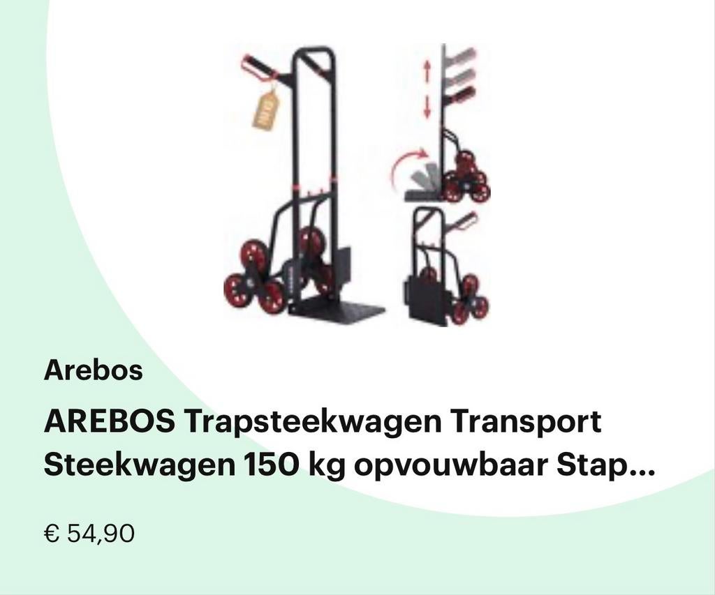 AREBOS Trapsteekwagen 150 kg opvouwbaar, Doe-het-zelf en Verbouw, Transportwagens, Ophalen, Nieuw, Steekwagen