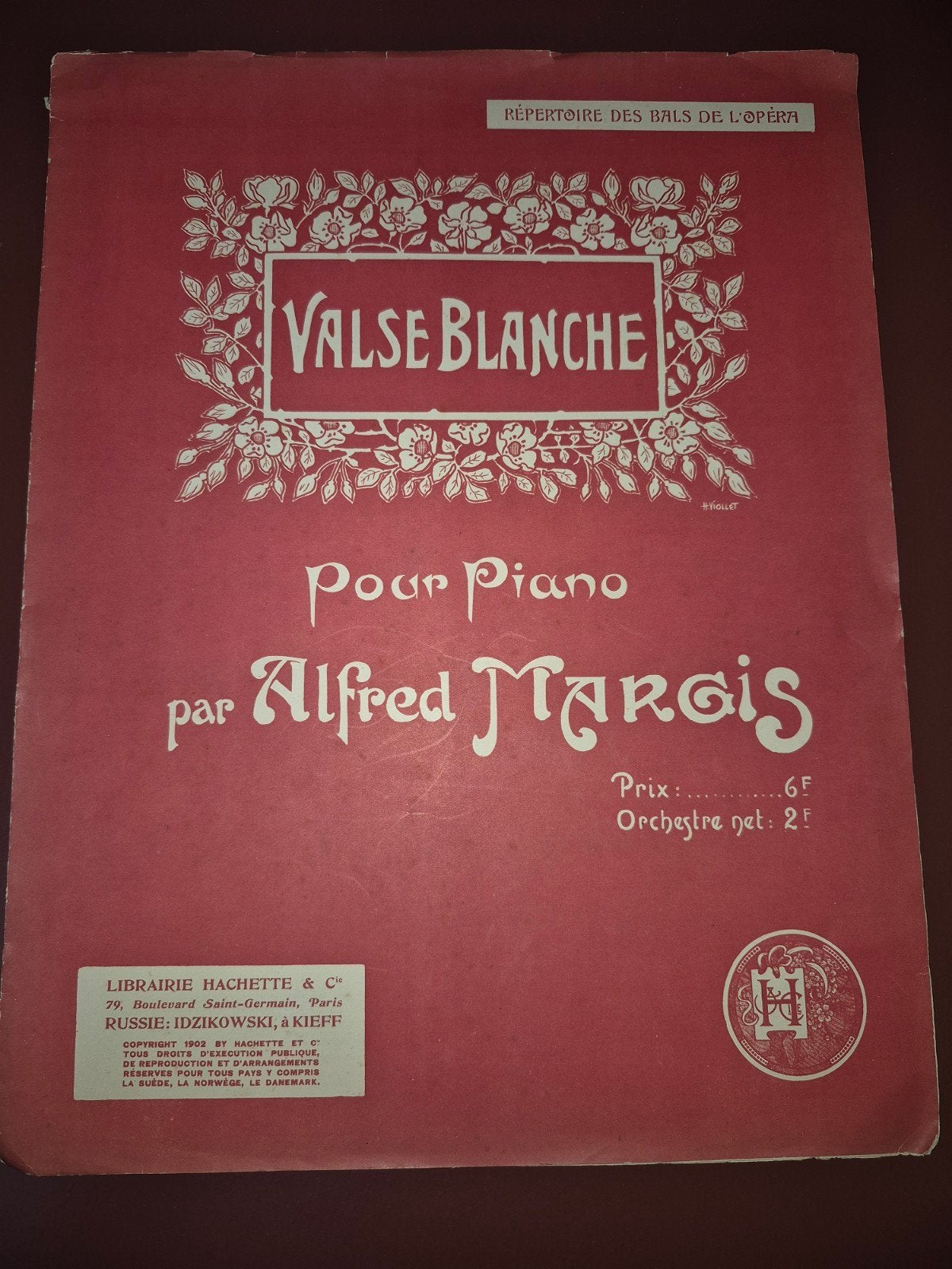 Bladmuziek: Valse Blanche voor Piano door Alfred Margis, Ophalen of Verzenden