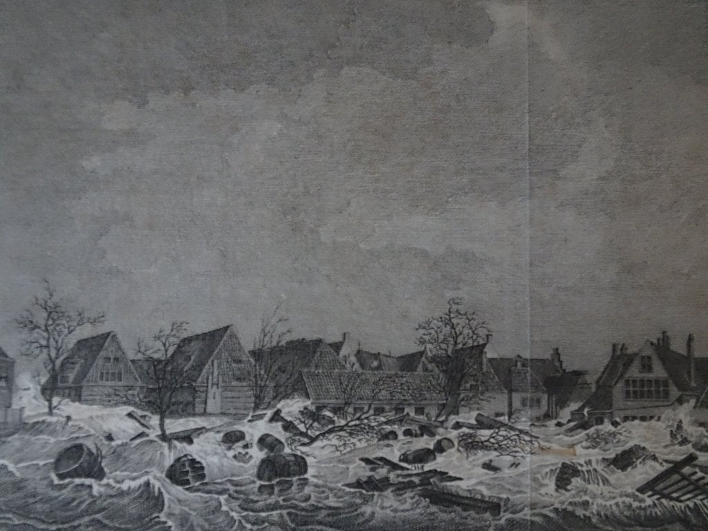 gravure overstroming Wijnbergsche Kaai Vlissingen 1808, Verzenden, Stadsgezicht, Gravure, Origineel