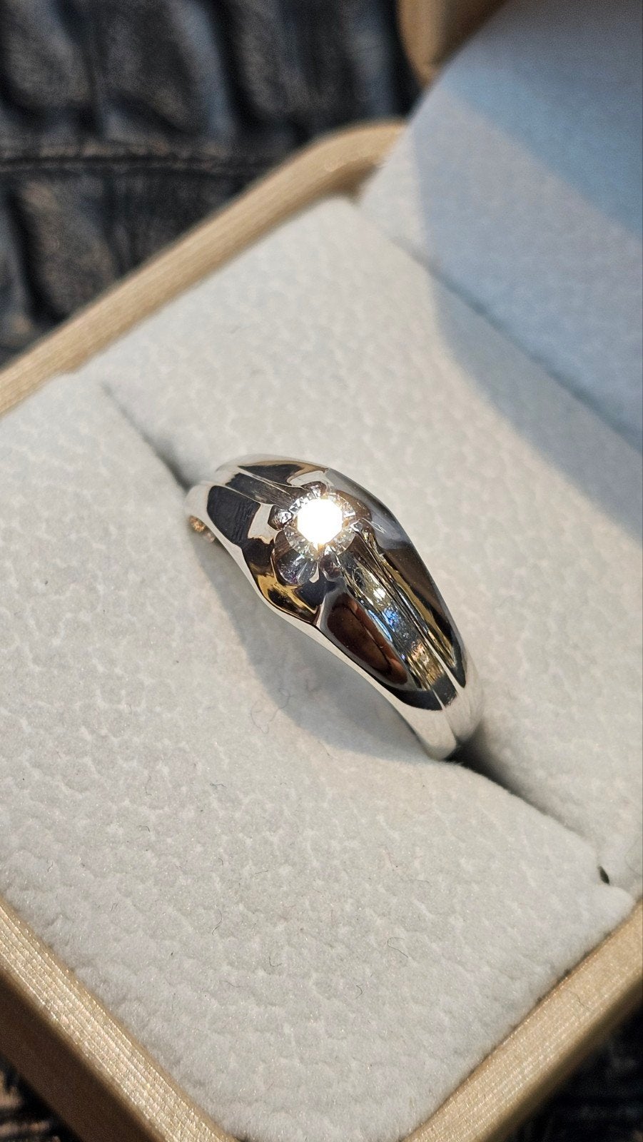 Diamant witgoud 14k ring 0.20ct, 18 tot 19, Wit, Heer, Nieuw