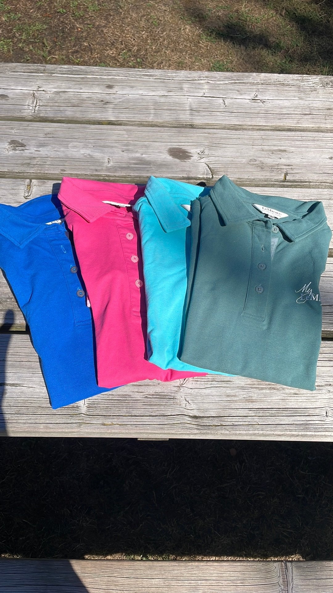 LeMieux polo shirts watermelon sage azure benneton blue M L, Maat 38/40 (M), Blauw, Ophalen of Verzenden, Korte mouw