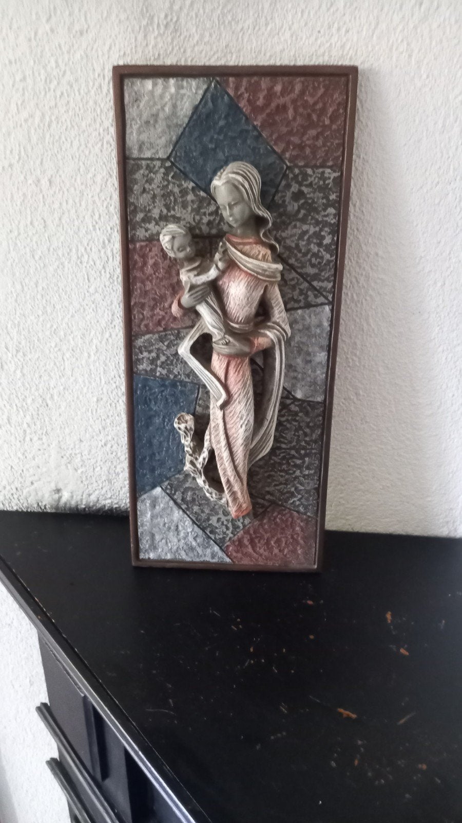 Maria met kind op tegelplateau jaren '70, Antiek en Kunst, Ophalen of Verzenden