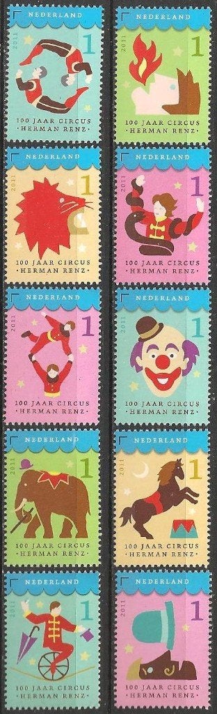 Circus Herman Renz serie 2868 – 2877 XXX.ADV. no.70 D., Verzenden, Na 1940, Postfris