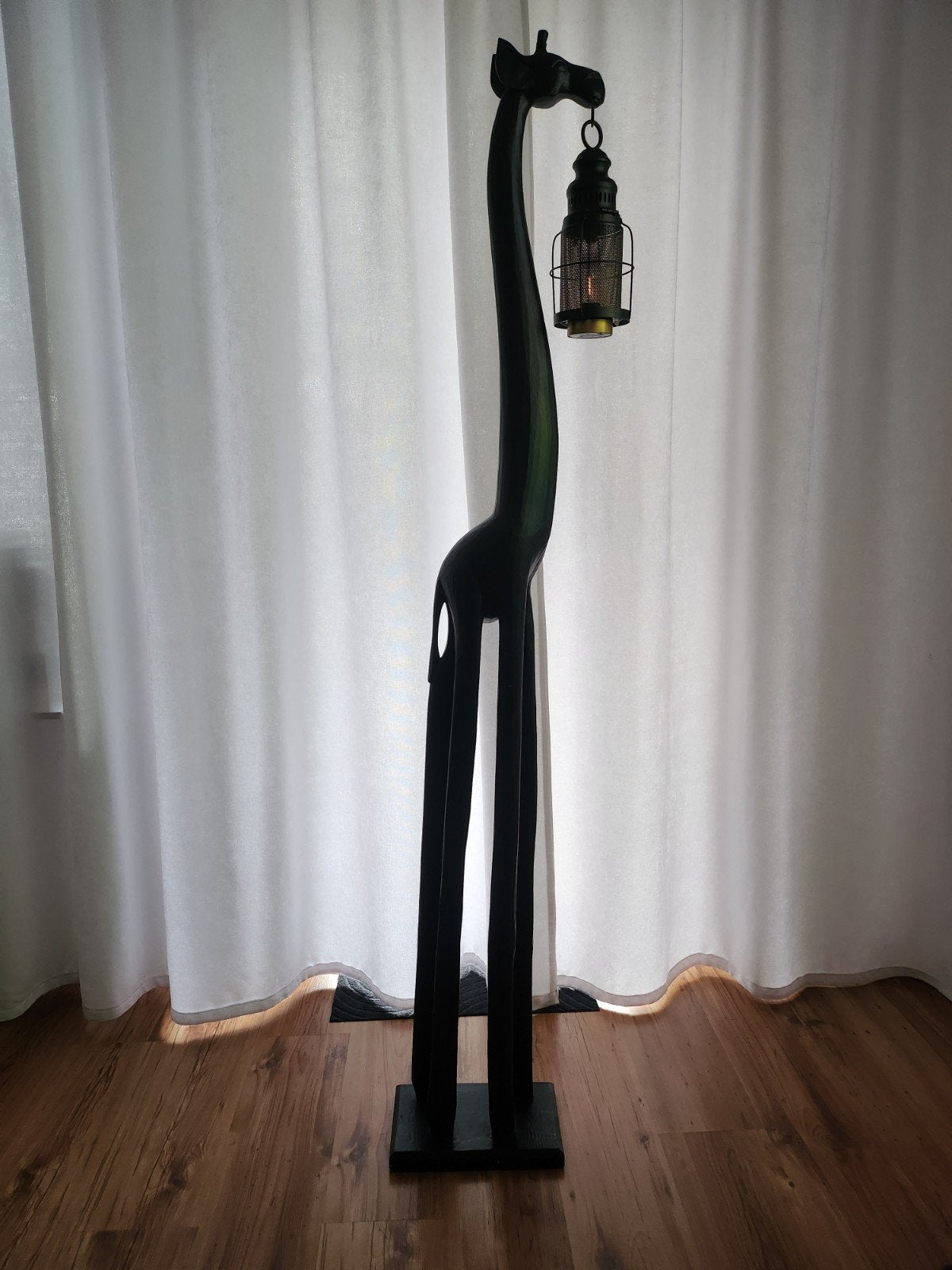 Unieke Giraffe Vloerlamp - 183 cm Zwart, op Batterij, Ophalen, Gebruikt, Overige fittingen, Afrikaans, Modern, Uniek