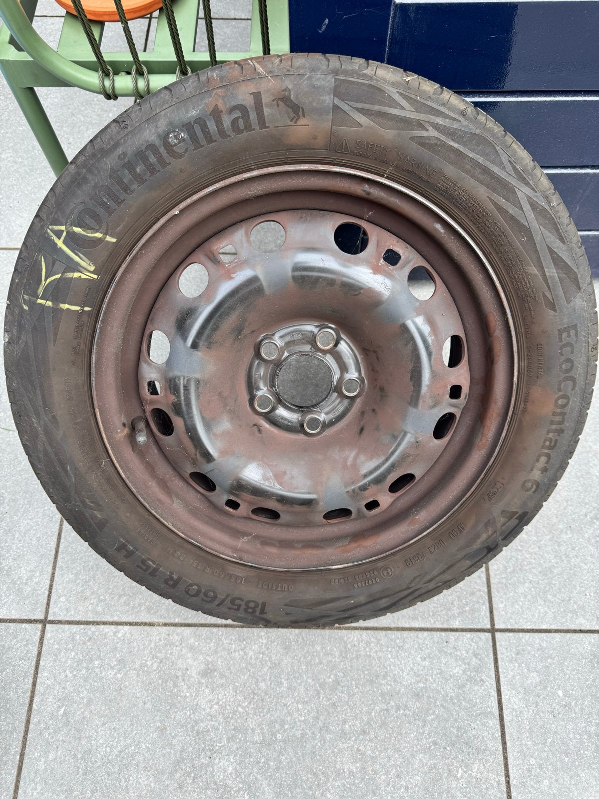 Continental EcoContact 6 Zomerband met stalen velg, Auto-onderdelen, Banden en Velgen, Ophalen, Gebruikt, 15 inch, Banden en Velgen