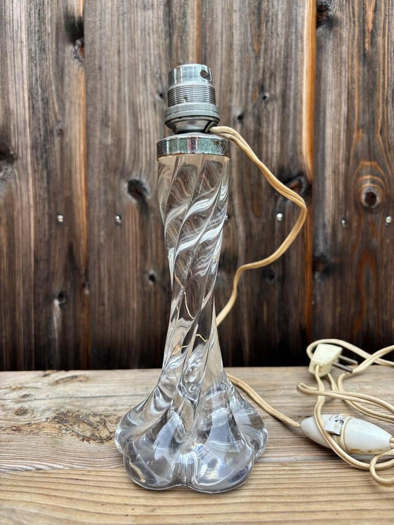 Lampenvoet, kristal, met oude bedrading, 22 cm hoog, Ophalen of Verzenden, Minder dan 50 cm