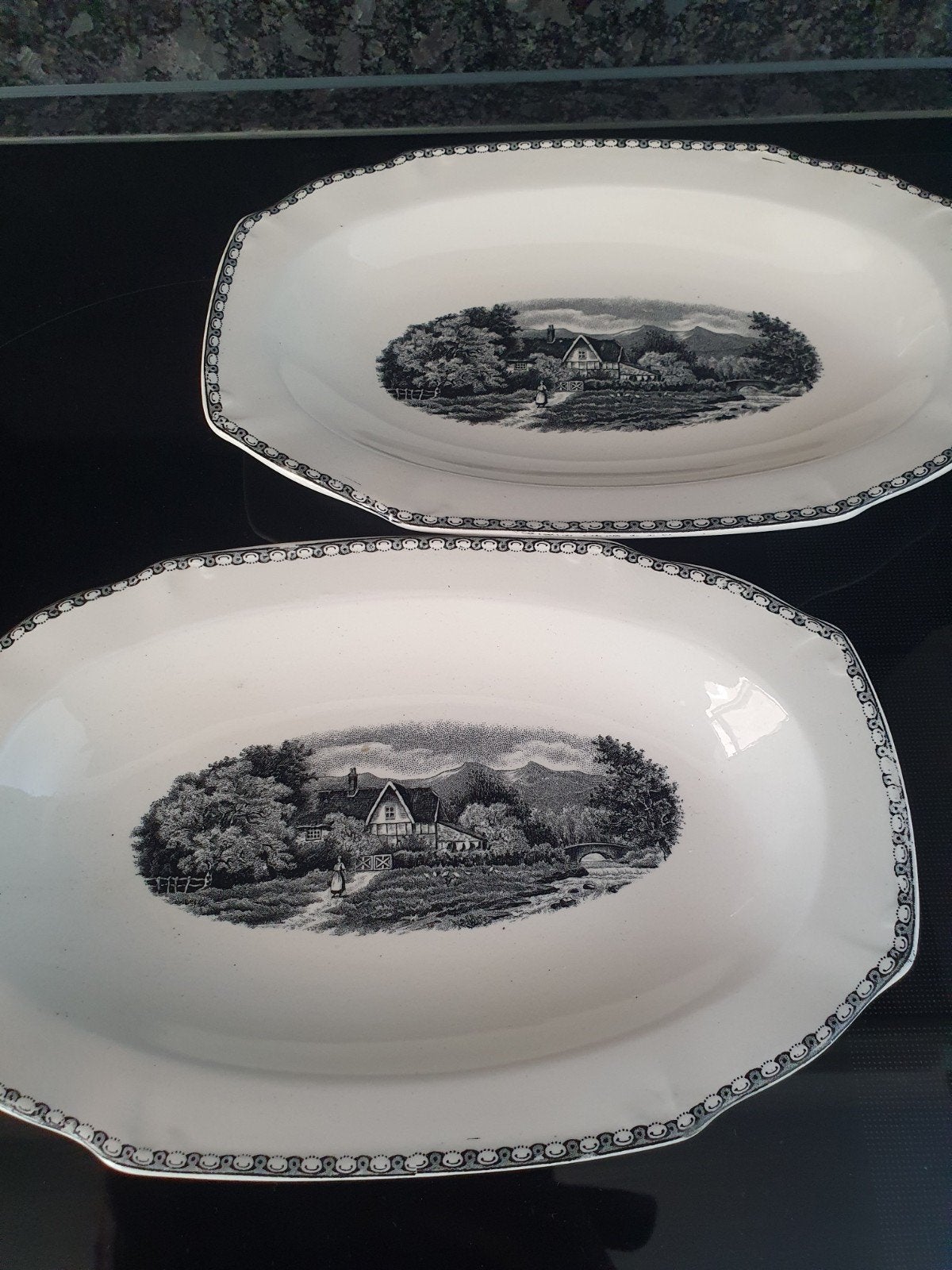 2 vintage Société Céramique Maastricht Schalen 'Landschap', Antiek en Kunst, Ophalen of Verzenden