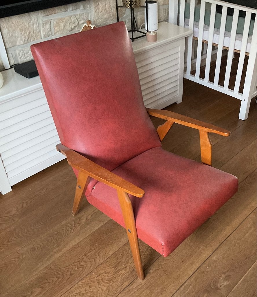 Vintage fauteuil, Ophalen, Gebruikt, Stijl louis van Teeffelen, 50 tot 100 cm