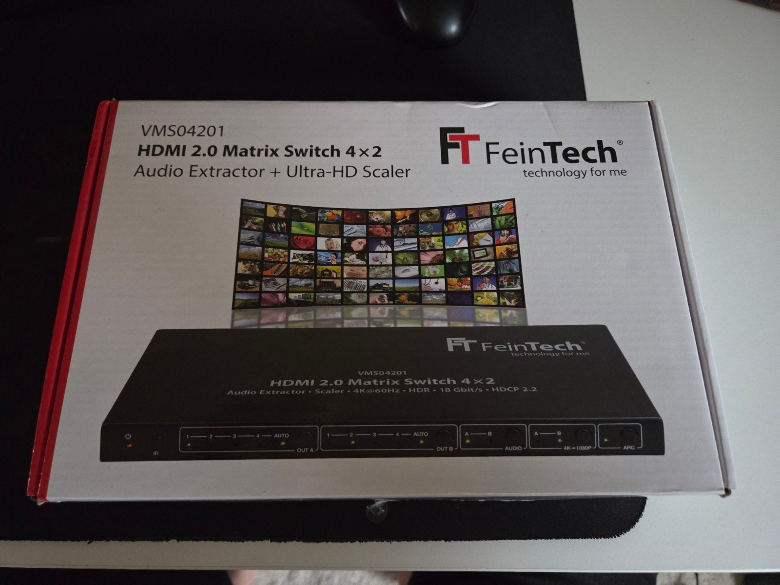 FeinTech VMS04201 HDMI 2.0 Matrix Switch 4x2, Audio, Tv en Foto, Converters, Zo goed als nieuw, Ophalen of Verzenden