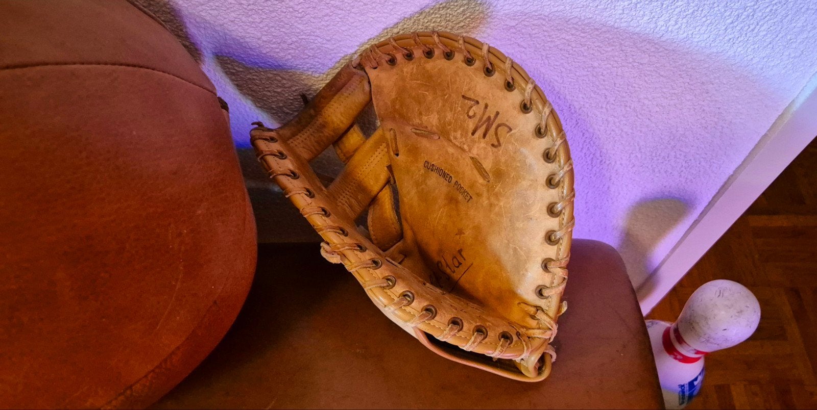 Vintage, lederen honkbal handschoen, Ophalen of Verzenden, Gebruikt, Honkbal, Handschoen