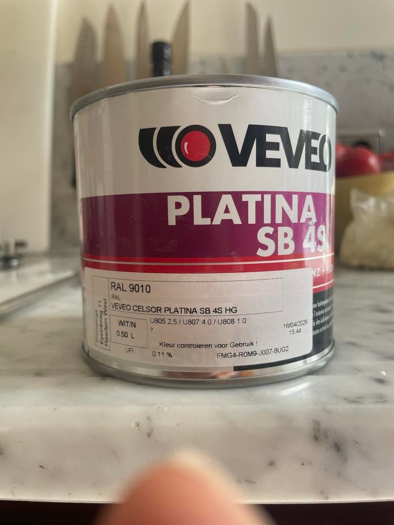 VEVEO Celsor Platina SB 4S Buitenverf RAL 9010 Wit 0.5L, Wit, Nieuw, Ophalen of Verzenden, Lak