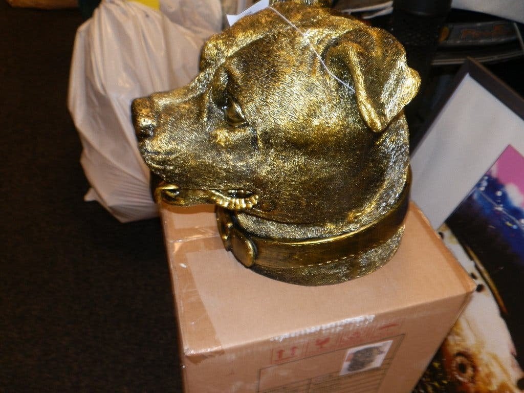 Hondenhoofd brons poly nieuw, Ophalen of Verzenden, Nieuw, Hond of Kat, Beeldje of Figuurtje