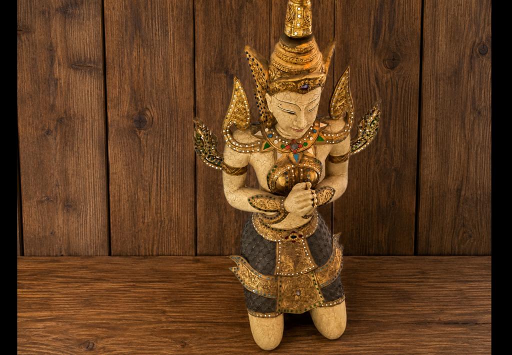 Houtsnijwerk tempelwachter thailand, Antiek en Kunst, Ophalen of Verzenden