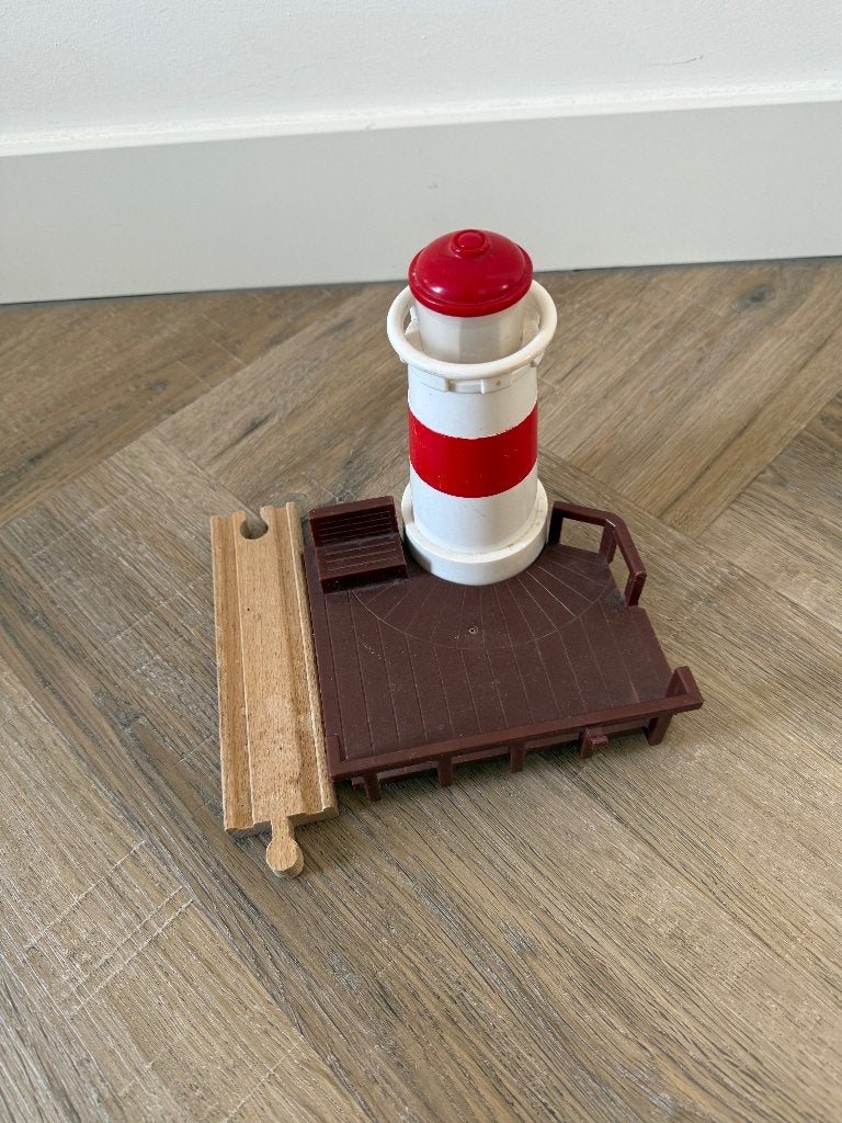 Heel goed vintage Brio houten trein vuurtoren set 33597 toy, Ophalen of Verzenden, Zo goed als nieuw