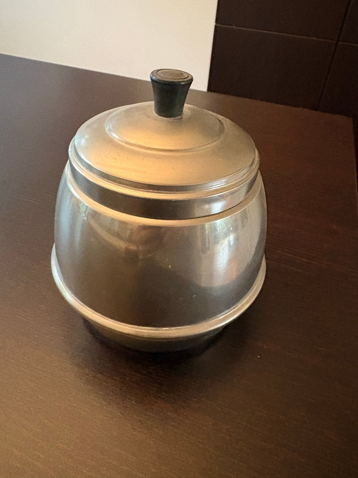 Vintage tabakspot met deksel, Antiek en Kunst, Antiek | Tin, Ophalen of Verzenden