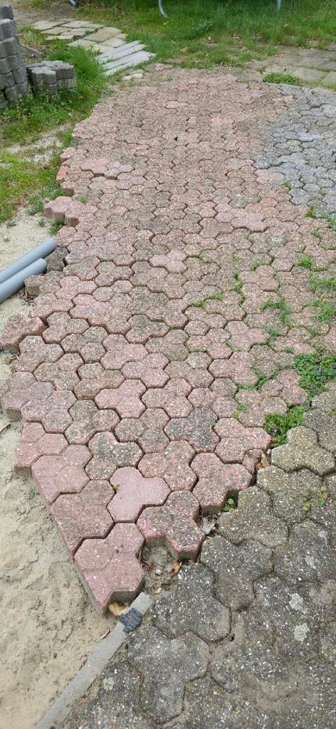 Rode T-3 stenen, ca. 8 m², Tuin en Terras, Tegels en Klinkers, Gebruikt, Klinkers, Beton, 5 tot 10 m²