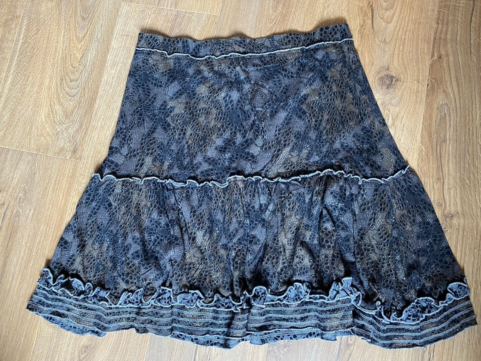 Didi Rok Maat L Bruintinten opengewerkt detail, Kleding | Dames, Rokken, Bruin, Maat 42/44 (L), Ophalen of Verzenden, Knielengte