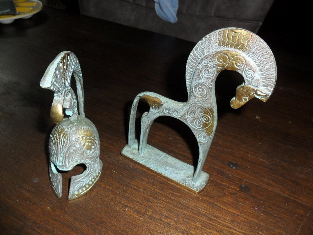 Metalen paardje – Helm van Achillis -  Oud Grieks, Ophalen of Verzenden