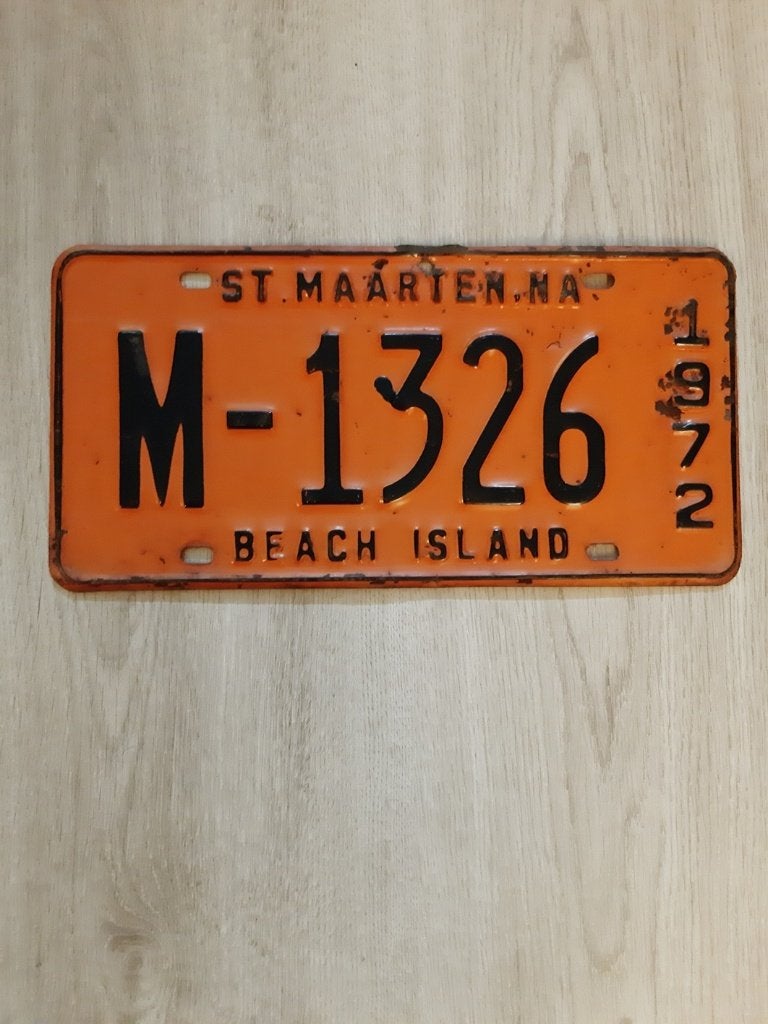 Nummerbord Sint Maarten uit 1972, Verzenden, Gebruikt, Auto's