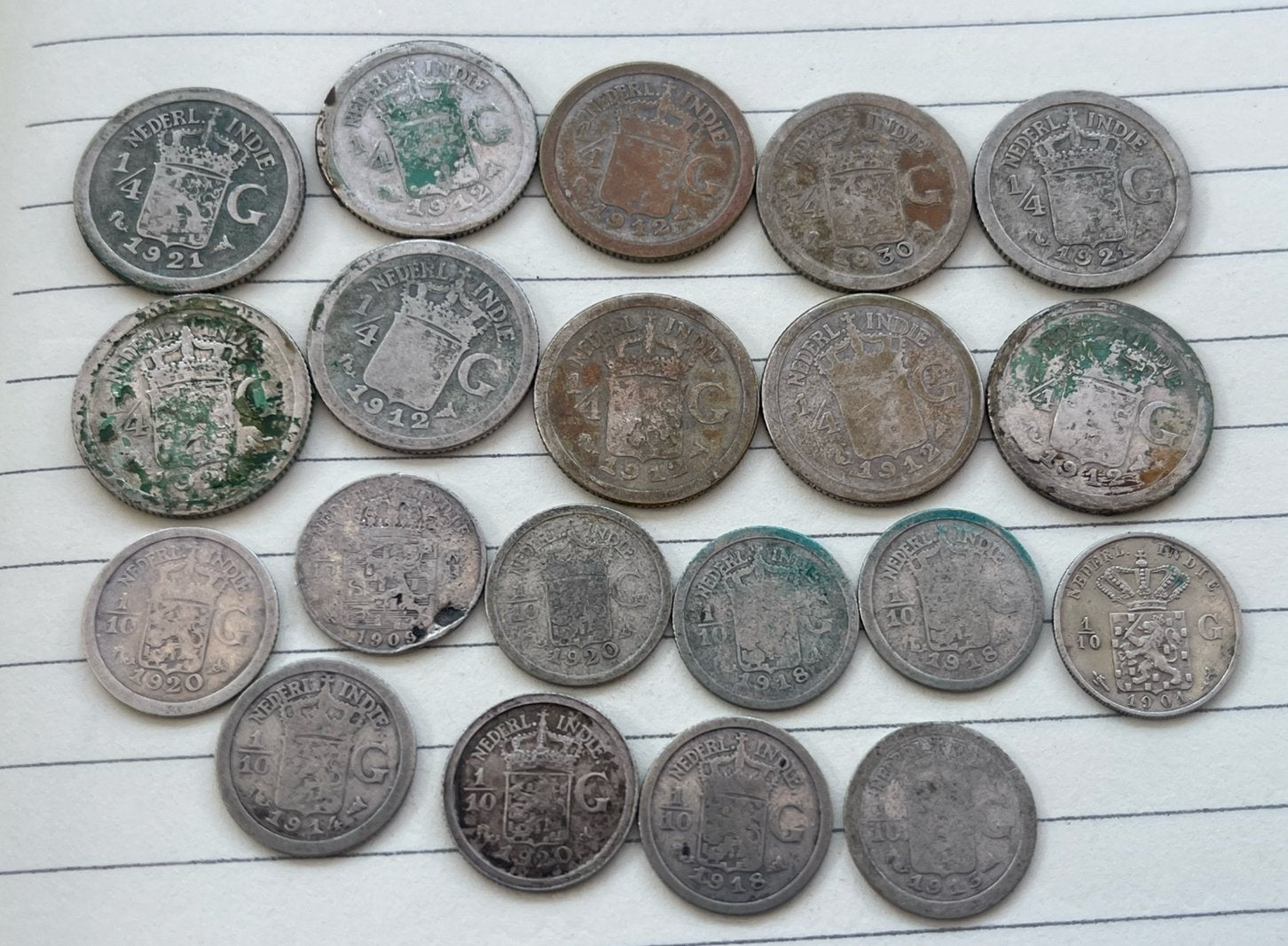 1/10 en 1/4 gulden munten nederlands indië, Postzegels en Munten, Munten | Nederland, Ophalen, Koningin Wilhelmina, 10 cent, Zilver