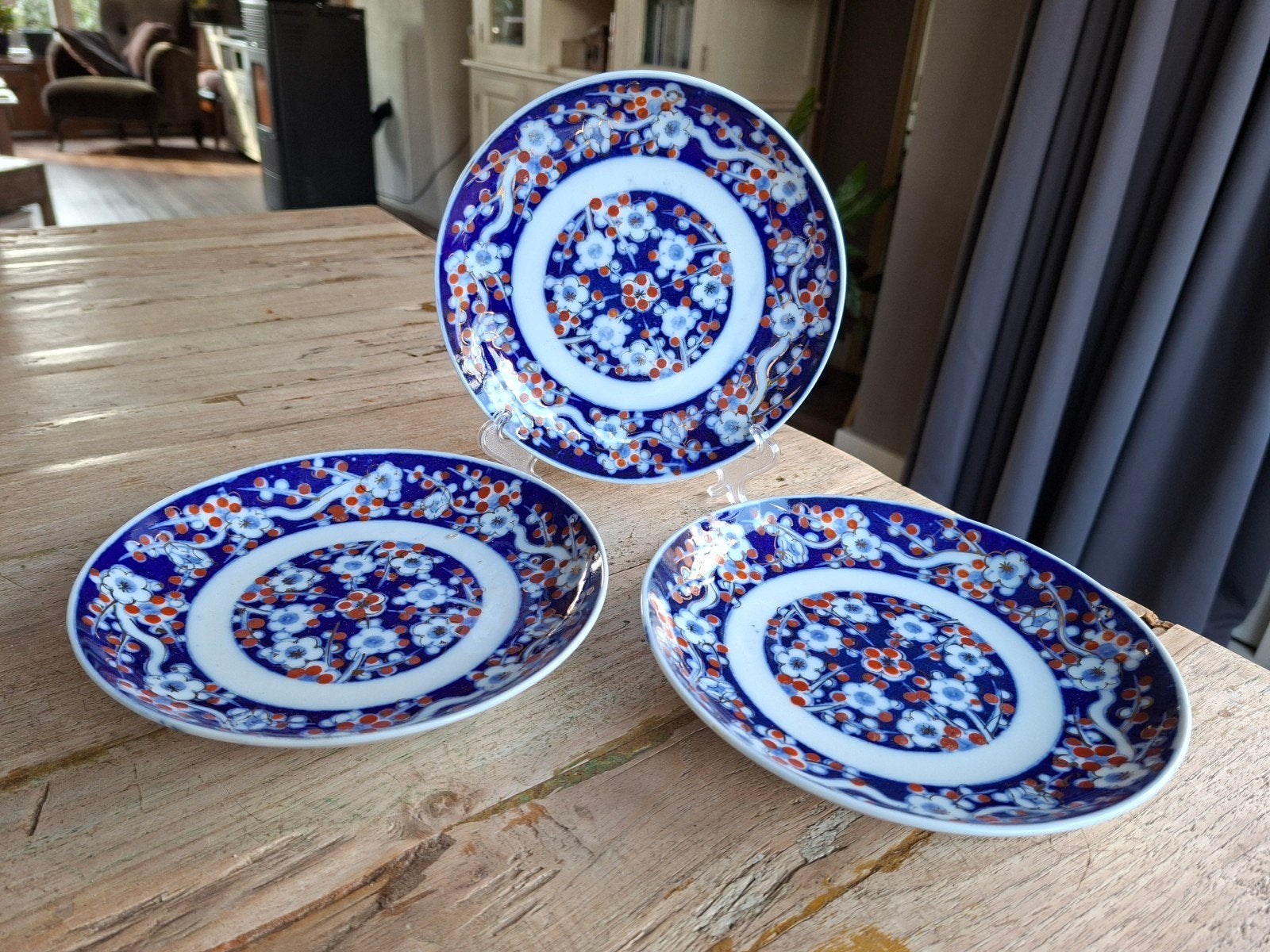 3 Antieke Japanse Imari Porseleinen Borden - Meiji Periode, Antiek en Kunst, Ophalen of Verzenden