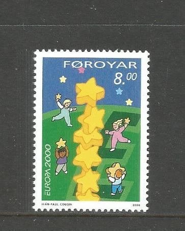 Føroyar Mi. 374 Europa 2000 postzegel - Kinderen en sterren, Ophalen of Verzenden, Denemarken, Postfris